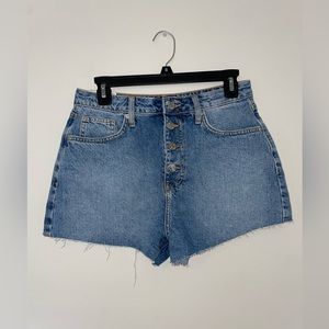 High rise denim shorts